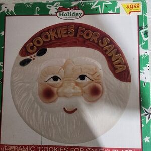 Holiday Treasures Santa Cookie Plate